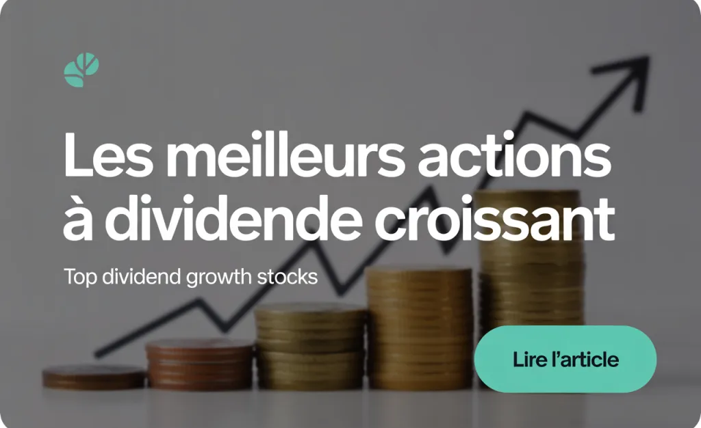 Piles de pièces de hauteur croissante sous une flèche montante, avec le titre « Les meilleurs actions à dividende croissant ».