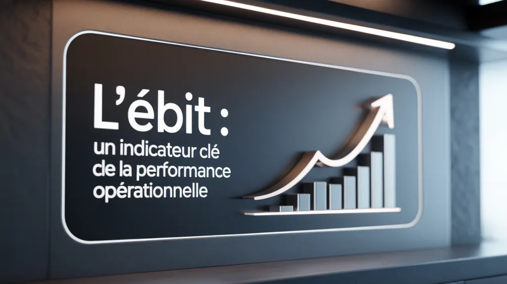 Panneau mural sombre portant le texte « L’EBIT : un indicateur clé de la performance opérationnelle » et un graphique en barres montant.