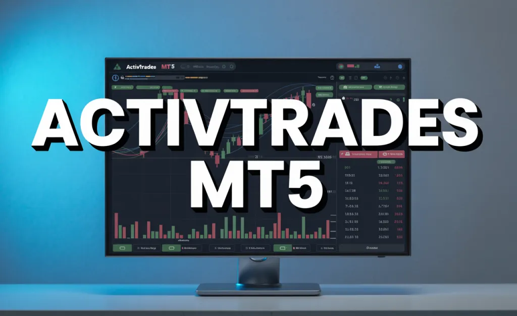 Écran d’ordinateur affichant une plateforme de trading, barré du titre ActivTrades MT5.