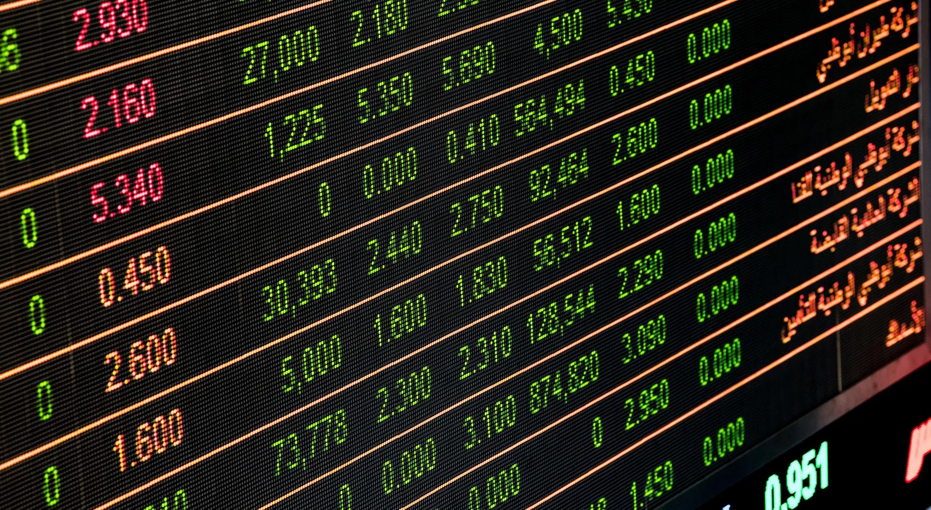 Écran bourse chiffres données financières trading
