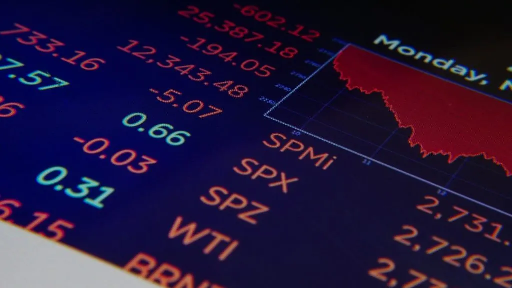 Graphique bourse ecran digital tendances