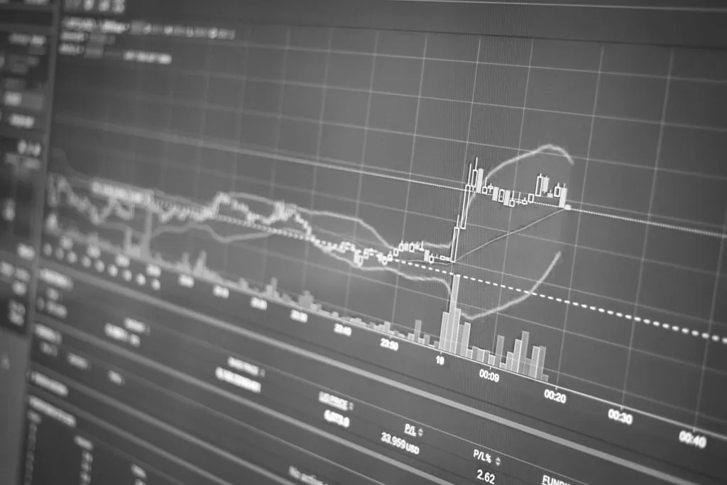 Graphique bourse noir et blanc, statistiques marché