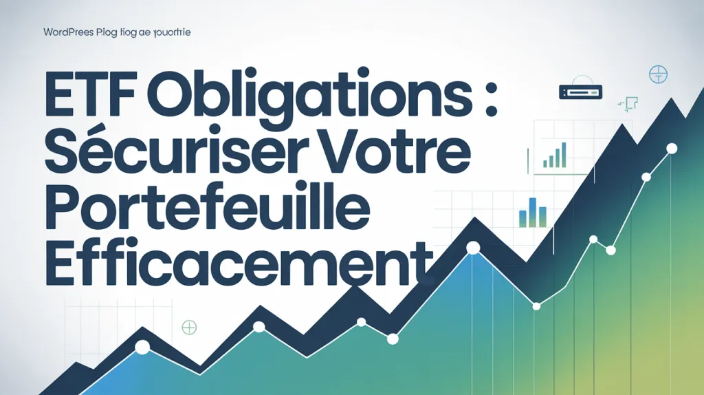 Visuel titré « ETF Obligations : sécuriser votre portefeuille efficacement », sur fond de courbe montante et de petits graphiques en barres.